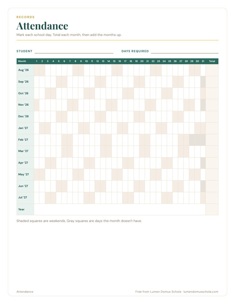Attendance tracker page