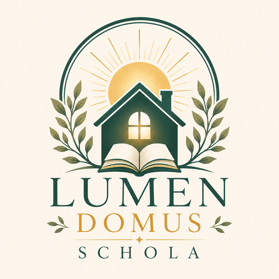 Lumen Domus Schola logo — a sunlit home over an open book, with the app name beneath
